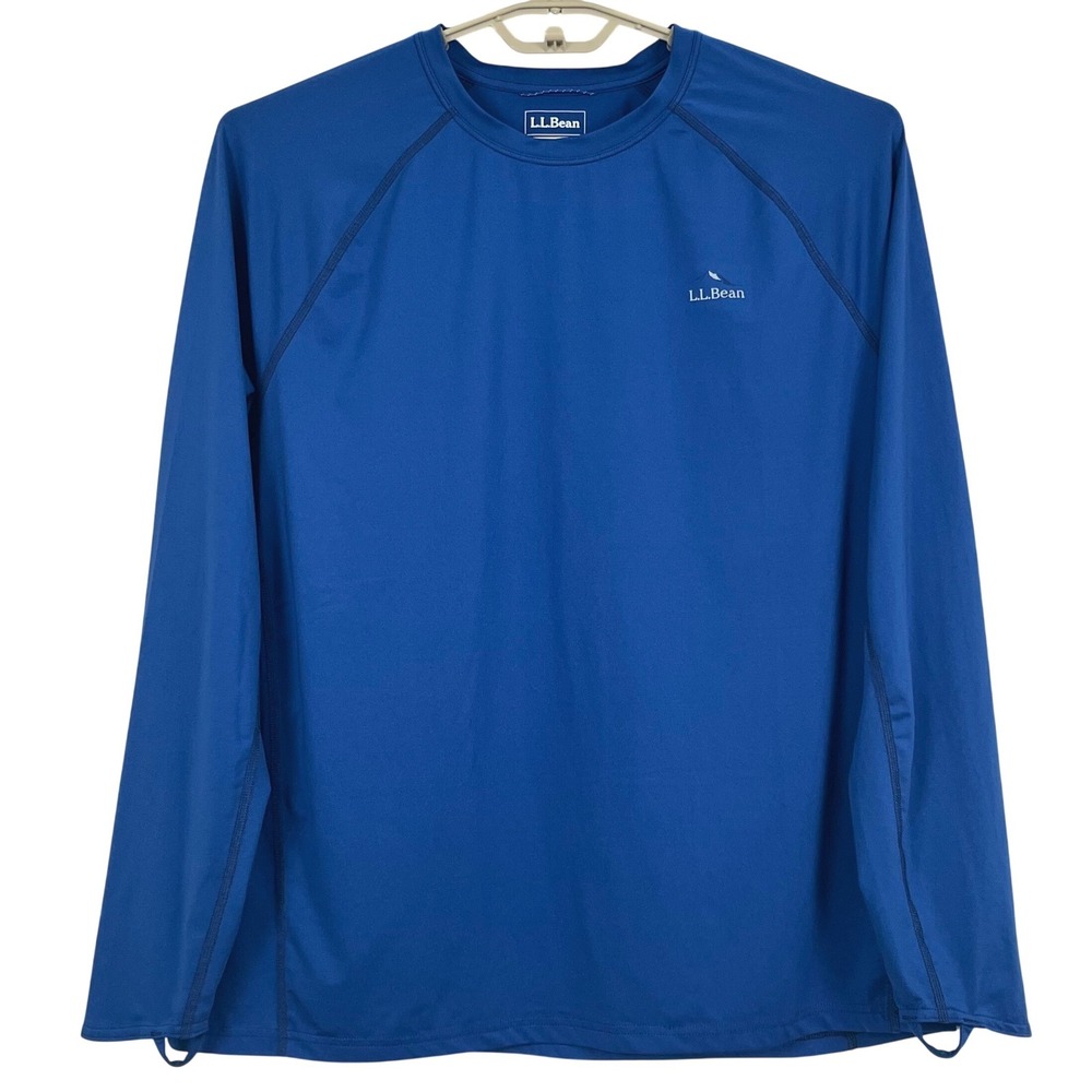 L.L.Bean Mens Swift River Cooling Rash Guard XL Blue Performance LS Active Shirt